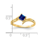 14k 4mm Princess-cut Blue Sapphire Ring