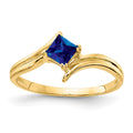 14k 4mm Princess-cut Blue Sapphire Ring