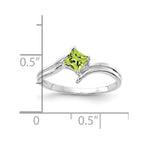 14k White Gold 4mm Princess-cut Peridot Bypass Ring