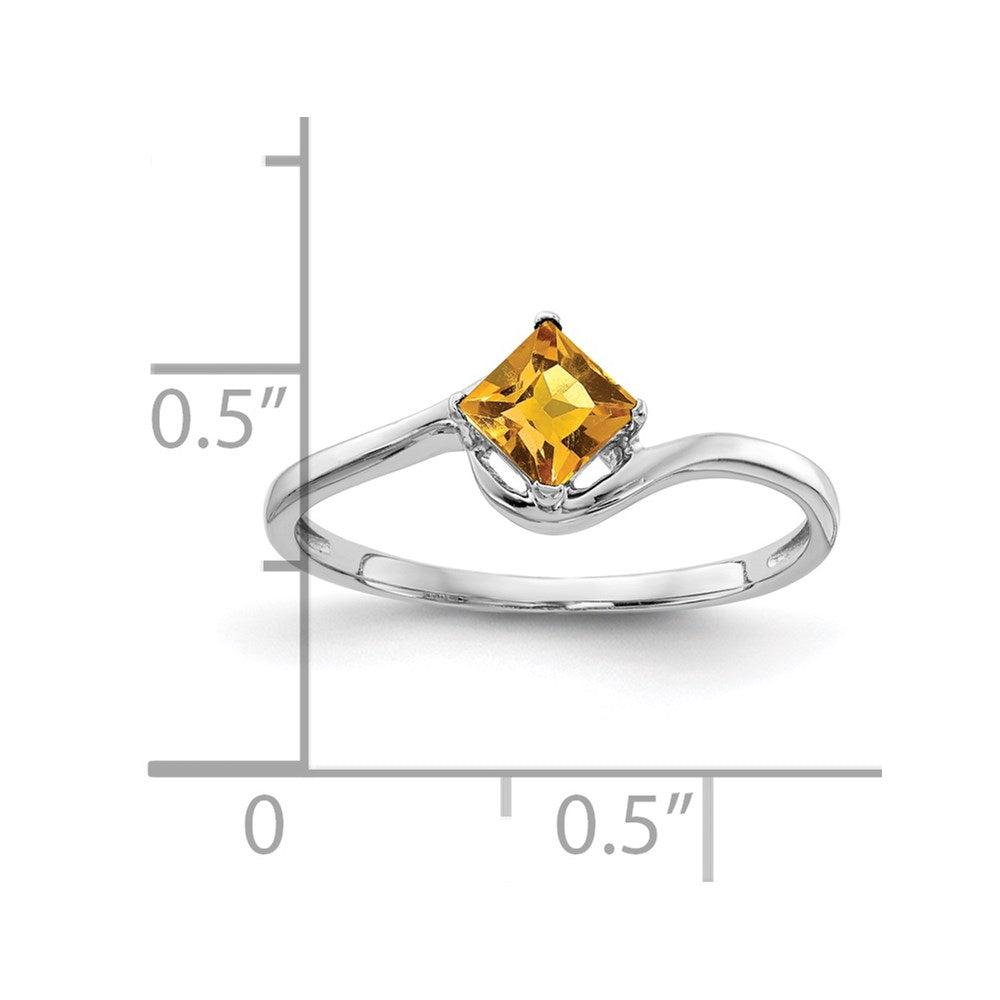 14k White Gold 4mm Princess-cut Citrine Bypass Ring