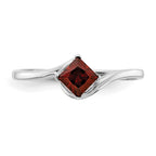14k White Gold 4mm Princess-cut Garnet Bypass Ring