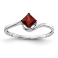 14k White Gold 4mm Princess-cut Garnet Bypass Ring