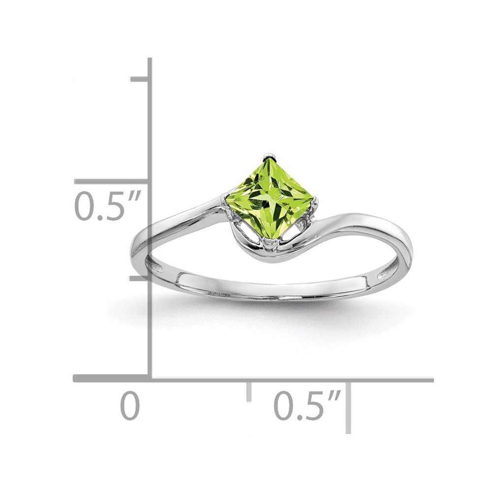 14k White Gold 4mm Princess-cut Peridot Bypass Ring