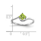 14k White Gold 4mm Princess-cut Peridot Bypass Ring