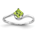 14k White Gold 4mm Princess-cut Peridot Bypass Ring