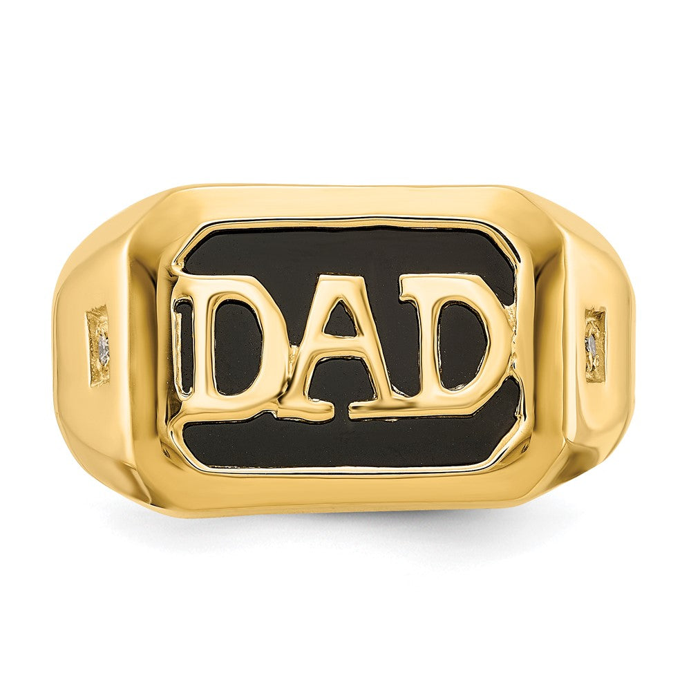 IB Goodman 14k Rectangle Onyx and AA Diamond Mens DAD Ring