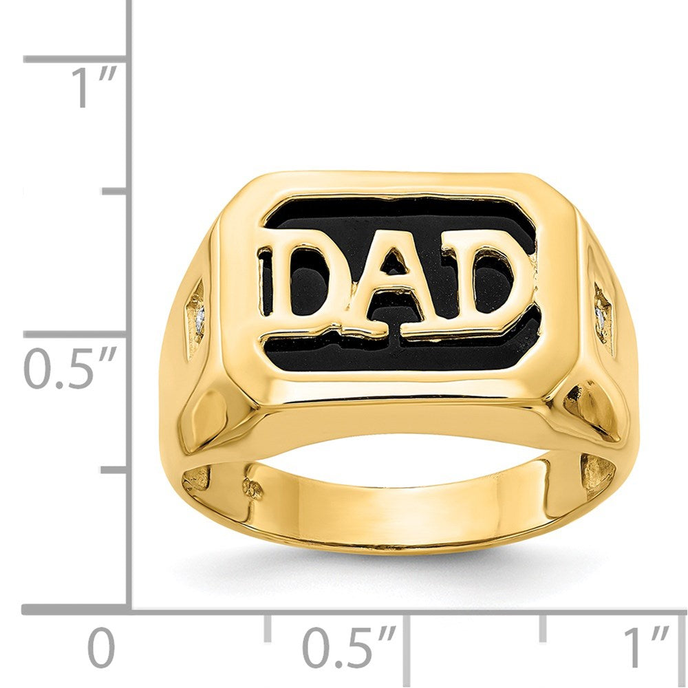 IB Goodman 14k Rectangle Onyx and AA Diamond Mens DAD Ring