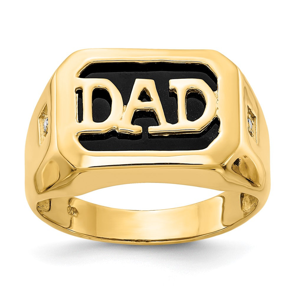 IB Goodman 14k Rectangle Onyx and AA Diamond Mens DAD Ring