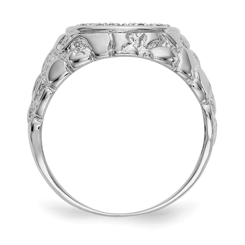 IB Goodman 14k White Gold 1/20 carat AAA Diamond Mens Horseshoe Nugget Ring