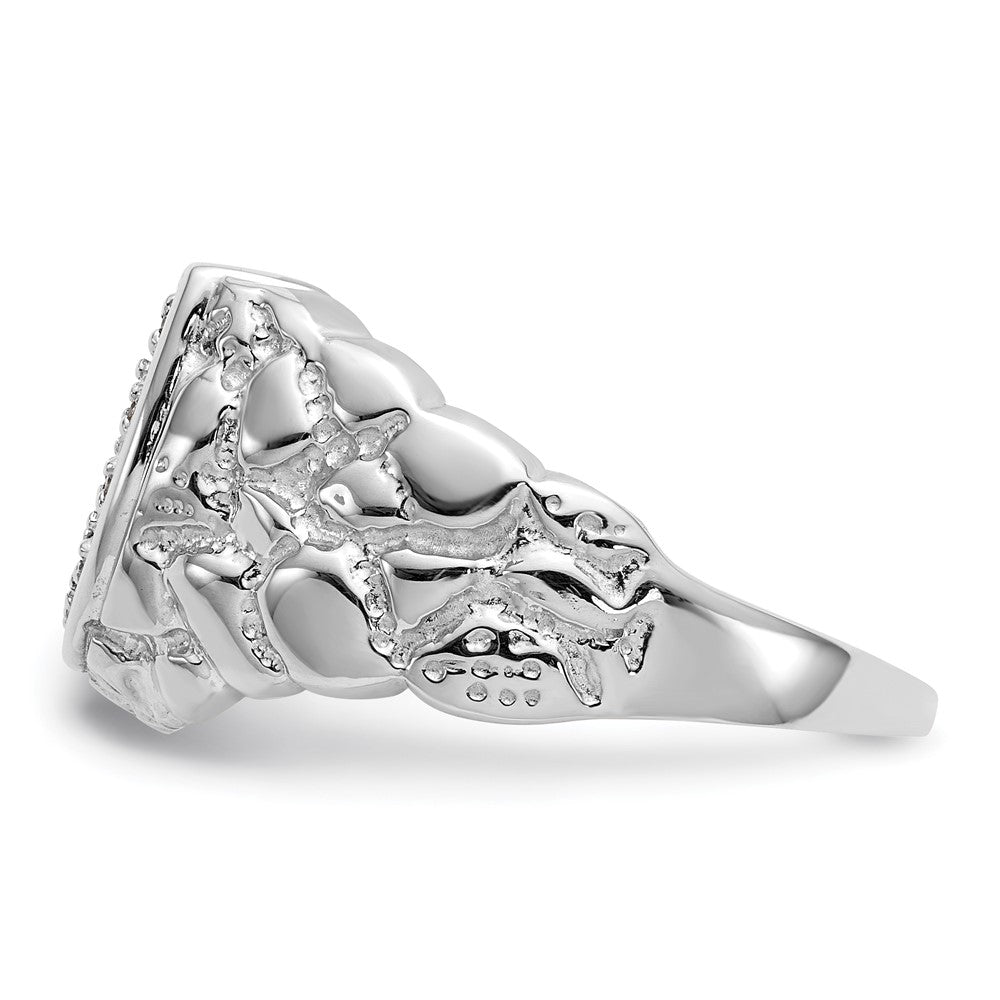 IB Goodman 14k White Gold 1/20 carat AA Diamond Mens Horseshoe Nugget Ring
