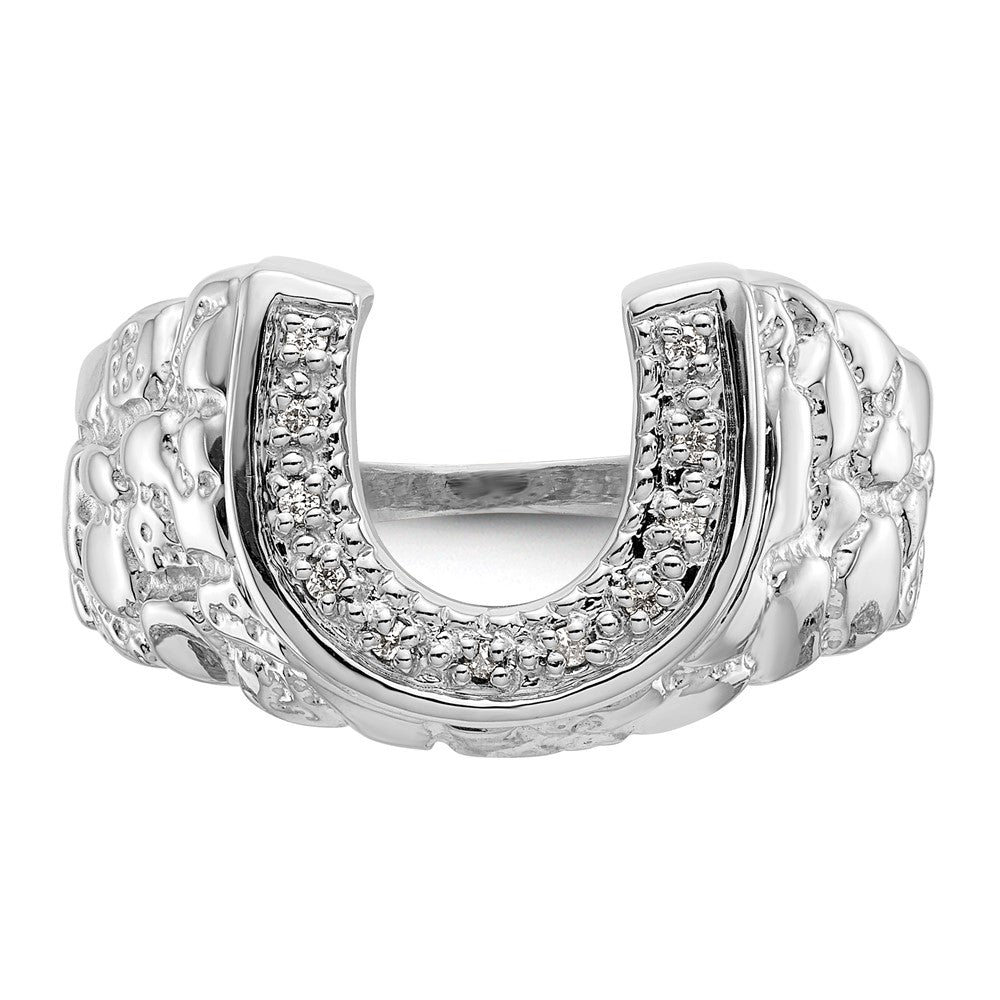 IB Goodman 14k White Gold 1/20 carat VS Diamond Mens Horseshoe Nugget Ring