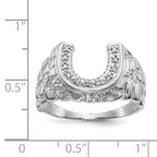 IB Goodman 14k White Gold 1/20 carat AA Diamond Mens Horseshoe Nugget Ring