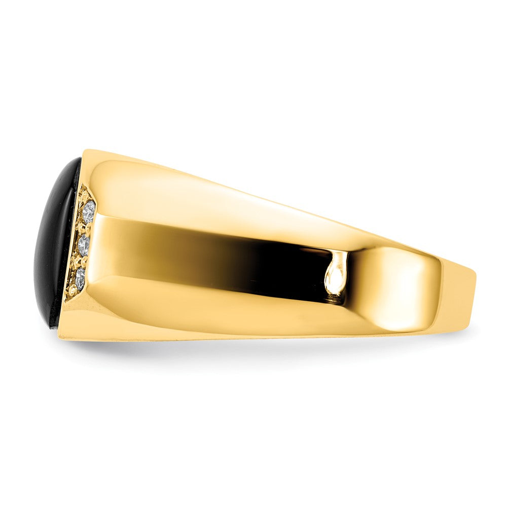 IB Goodman 14k 10x8mm Octagon Onyx and 1/15 carat A Diamond Mens Ring