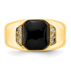 IB Goodman 14k 10x8mm Octagon Onyx and 1/15 carat VS Diamond Mens Ring