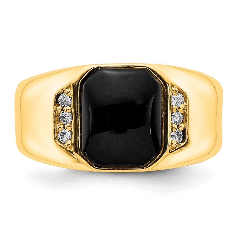 IB Goodman 14k 10x8mm Octagon Onyx and 1/15 carat A Diamond Mens Ring