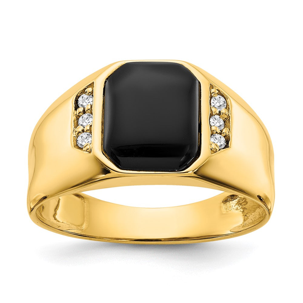 IB Goodman 14k 10x8mm Octagon Onyx and 1/15 carat A Diamond Mens Ring