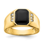 IB Goodman 14k 10x8mm Octagon Onyx and 1/15 carat A Diamond Mens Ring