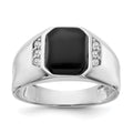 IB Goodman 14k White Gold 10x8mm Octagon Onyx and 1/15 carat AAA Diamond Mens Ring
