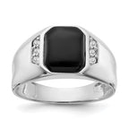 IB Goodman 14k White Gold 10x8mm Octagon Onyx and 1/15 carat AAA Diamond Mens Ring