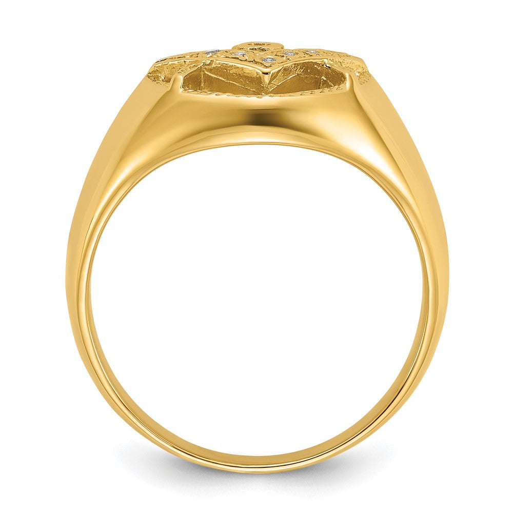 IB Goodman 14k Mens Polished and Textured A Quality Diamond Masonic Ring