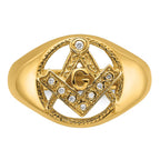 IB Goodman 14k Mens Polished and Textured VS Quality Diamond Masonic Ring