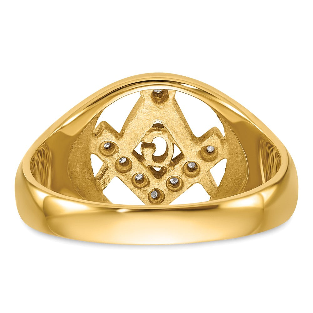 IB Goodman 14k Mens Polished and Textured AA Quality Diamond Masonic Ring