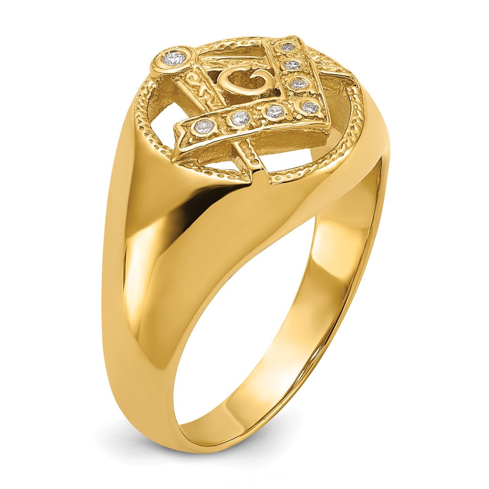 IB Goodman 14k Mens Polished and Textured A Quality Diamond Masonic Ring