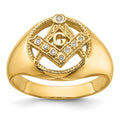 IB Goodman 14k Mens Polished and Textured AAA Quality Diamond Masonic Ring