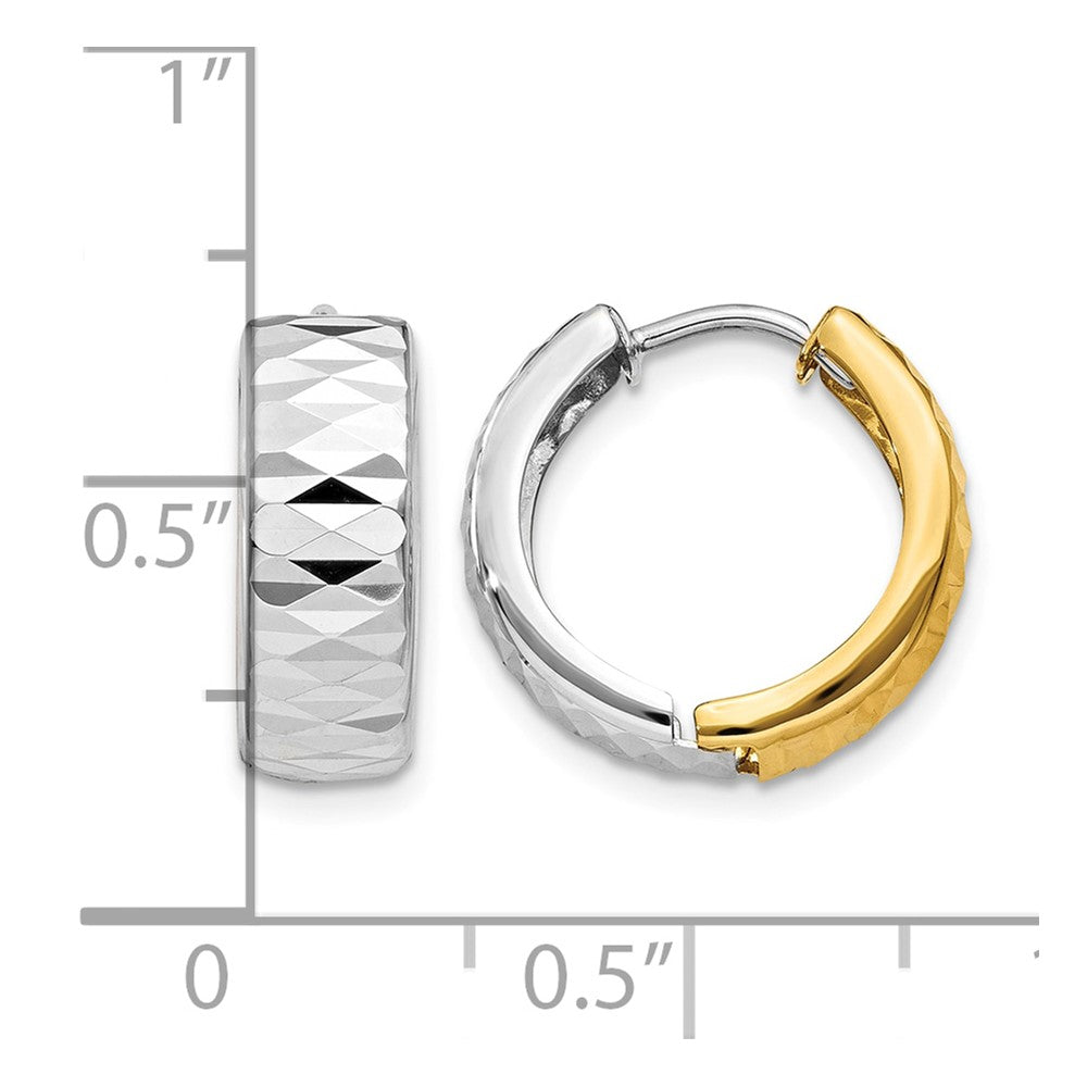 14k Two-tone Textured Hoop Earrings