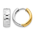 14k Two-tone Textured Hoop Earrings