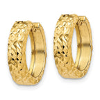 14k Diamond-cut Hinged Hoop Earrings