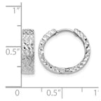 14k White Gold Diamond-cut Hinged Hoop Earrings