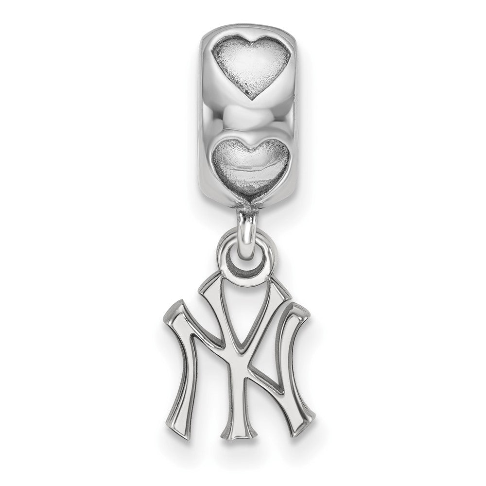 Sterling Silver Rhodium-plated LogoArt New York Yankees NY Heart Bead