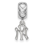 Sterling Silver Rhodium-plated LogoArt New York Yankees NY Heart Bead