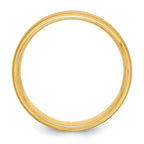 14k Yellow Gold 6mm Lightweight Comfort Fit Brushed Satin/Polished Milgrain Grooved Edge Wedding Band