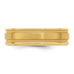 14k Yellow Gold 6mm Heavyweight Comfort Fit Brushed Satin/Polished Milgrain Grooved Edge Wedding Band