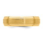 14k Yellow Gold 6mm Lightweight Comfort Fit Brushed Satin/Polished Line Edge Wedding Band