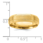 14k Yellow Gold 6mm Heavyweight Comfort Fit Brushed Satin/Polished Line Edge Wedding Band