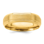 14k Yellow Gold 6mm Heavyweight Comfort Fit Brushed Satin/Polished Line Edge Wedding Band