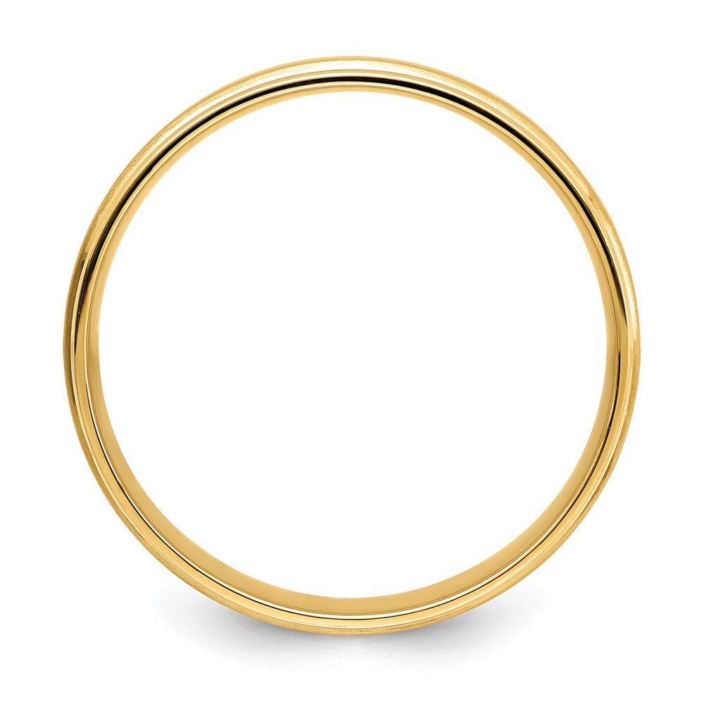 14k Yellow Gold 6mm Lightweight Comfort Fit Brushed Satin/Polished Grooved Edge Wedding Band
