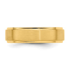 14k Yellow Gold 6mm Lightweight Comfort Fit Brushed Satin/Polished Stepped Edge Wedding Band