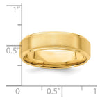 14k Yellow Gold 6mm Lightweight Comfort Fit Brushed Satin/Polished Stepped Edge Wedding Band