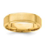 14k Yellow Gold 6mm Standard Weight Comfort Fit Brushed Satin/Polished Stepped Edge Wedding Band