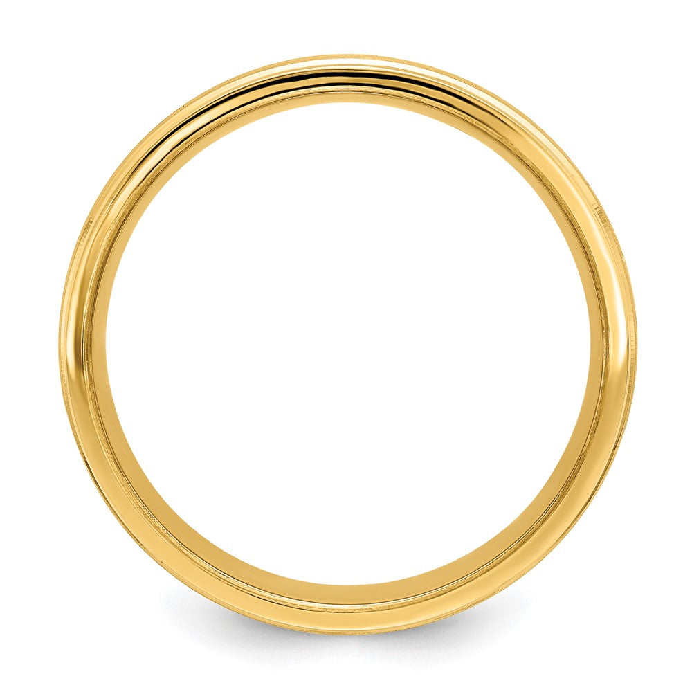 14k Yellow Gold 6mm Heavyweight Comfort Fit Brushed Satin with Center Line Fancy Wedding Band