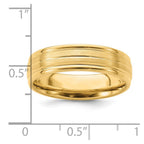 14k Yellow Gold 6mm Lightweight Comfort Fit Brushed Satin with Center Line Fancy Wedding Band