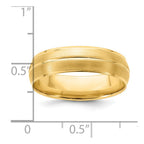 14k Yellow Gold 6mm Standard Weight Comfort Fit Brushed/Polished Center Line Wedding Band