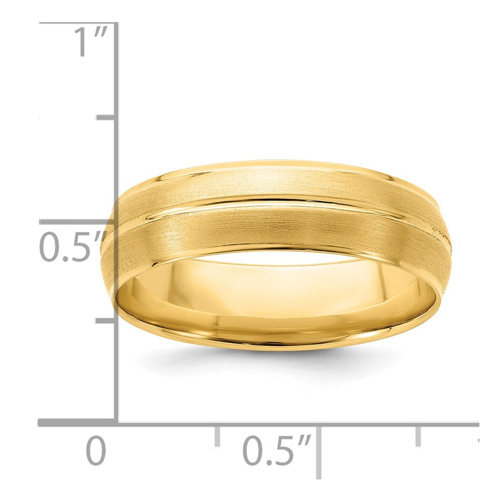 14k Yellow Gold 6mm Standard Weight Comfort Fit Brushed/Polished Center Line Wedding Band