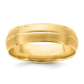 14k Yellow Gold 6mm Standard Weight Comfort Fit Brushed/Polished Center Line Wedding Band