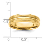 14k Yellow Gold 6mm Heavyweight Comfort Fit Brushed Satin with Center Groove Wedding Band