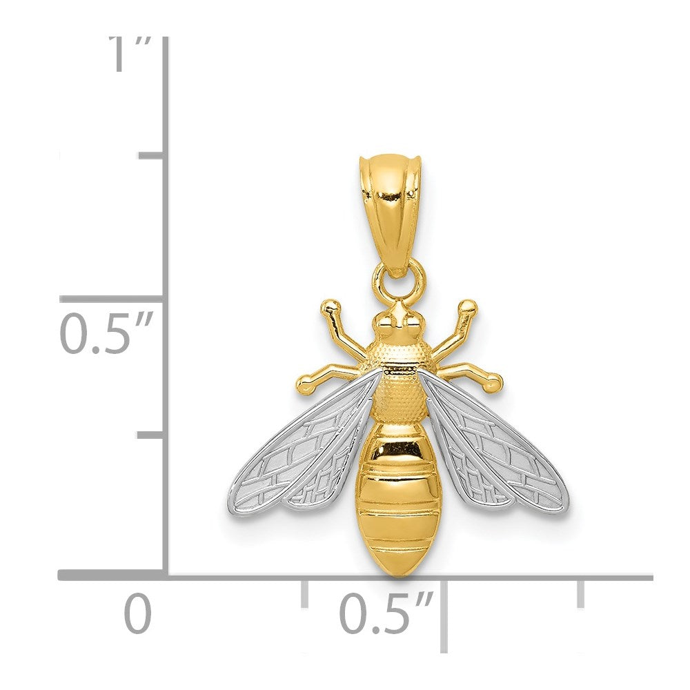 14k and White Rhodium Bee Pendant
